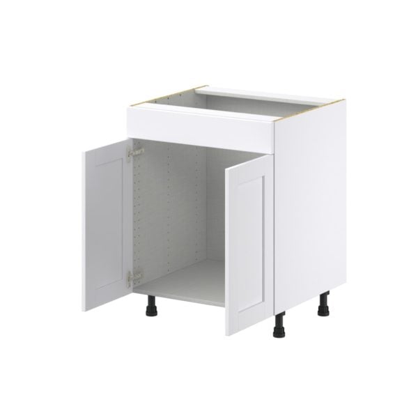 Dahlia Bright White  Shaker Assembled Sink Base Cabinet with 2 Doors and 1 False Front (27 in. W X 34.5 in. H X 24 in. D)