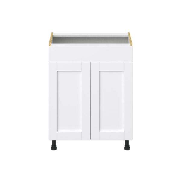 Dahlia Bright White  Shaker Assembled Sink Base Cabinet with 2 Doors and 1 False Front (27 in. W X 34.5 in. H X 24 in. D)