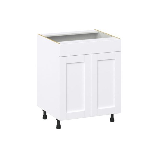 Dahlia Bright White  Shaker Assembled Sink Base Cabinet with 2 Doors and 1 False Front (27 in. W X 34.5 in. H X 24 in. D)