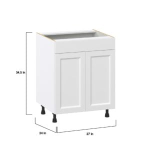 Magnolia Painted Bright White Recessed Assembled Sink Base Cabinet with 2 Doors and 1 False Front (27 in. W X 34.5 in. H X 24 in. D)