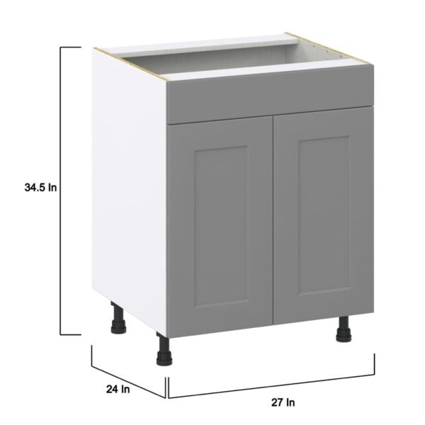 Willow Painted Slate Gray  Shaker Assembled Sink Base Cabinet with 2 Doors and 1 False Front (27 in. W X 34.5 in. H X 24 in. D)