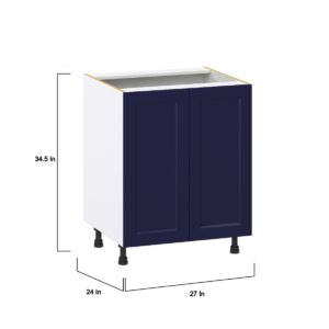 Camellia Painted Midnight Blue Recessed Assembled Sink Base Cabinet with 2 Full High Doors (27 in. W X 34.5 in. H X 24 in. D)