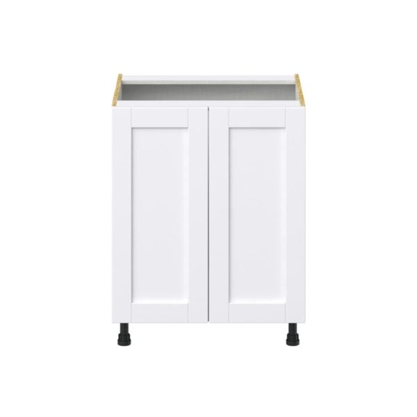 Dahlia Bright White  Shaker Assembled Sink Base Cabinet with 2 Full High Doors (27 in. W X 34.5 in. H X 24 in. D)