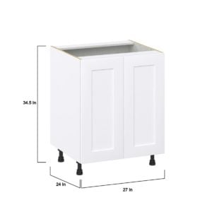 Jasmine Painted Warm White  Shaker Assembled Sink Base Cabinet with 2 Full High Doors (27 in. W X 34.5 in. H X 24 in. D)