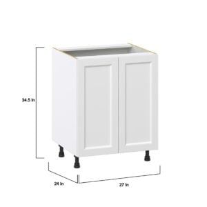 Magnolia Painted Bright White Recessed Assembled Sink Base Cabinet with 2 Full High Doors (27 in. W X 34.5 in. H X 24 in. D)