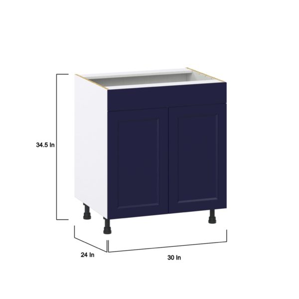 Camellia Painted Midnight Blue Recessed Assembled Sink Base Cabinet with 2 Doors and 1 False Front (30 in. W x 34.5 in. H x 24 in. D)