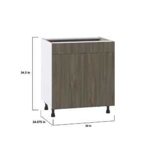 Cordyline Textured Slab Walnut Assembled Sink Base Cabinet with 2 Doors and 1 False Front (30 in. W x 34.5 in. H x 24 in. D)