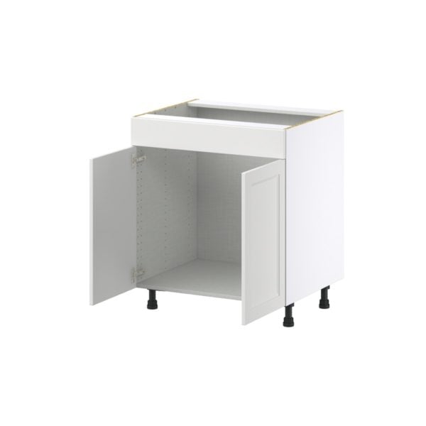 Magnolia Painted Bright White Recessed Assembled Sink Base Cabinet with 2 Doors and 1 False Front (30 in. W x 34.5 in. H x 24 in. D)