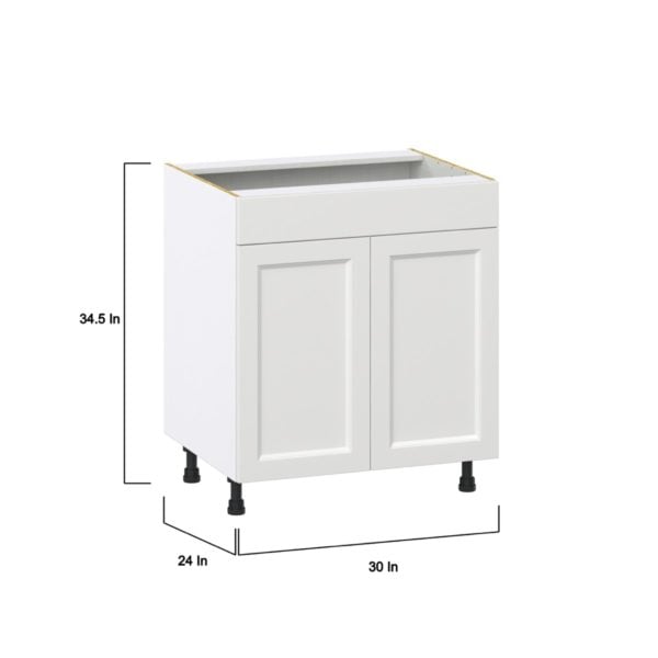 Magnolia Painted Bright White Recessed Assembled Sink Base Cabinet with 2 Doors and 1 False Front (30 in. W x 34.5 in. H x 24 in. D)