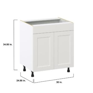 Wisteria Painted Light Gray Recessed Assembled Sink Base Cabinet with 2 Doors and 1 False Front (30 in. W x 34.5 in. H x 24 in. D)