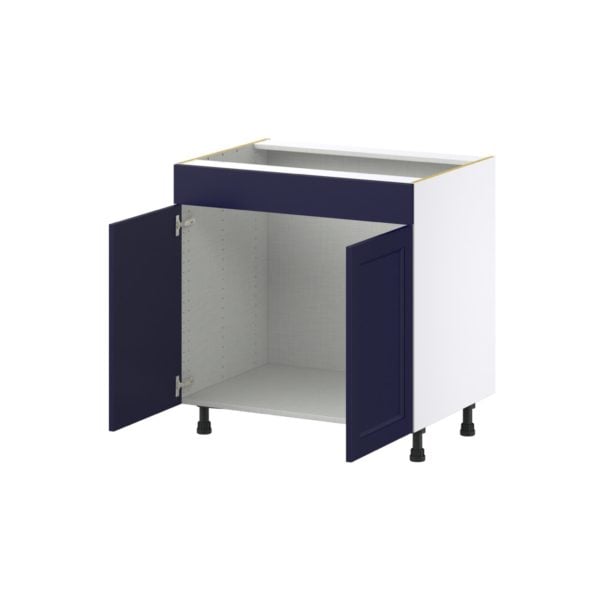 Camellia Painted Midnight Blue Recessed Assembled Sink Base Cabinet with False Front (33 in. W X 34.5 in. H X 24 in. D)