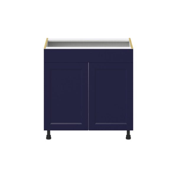 Camellia Painted Midnight Blue Recessed Assembled Sink Base Cabinet with False Front (33 in. W X 34.5 in. H X 24 in. D)