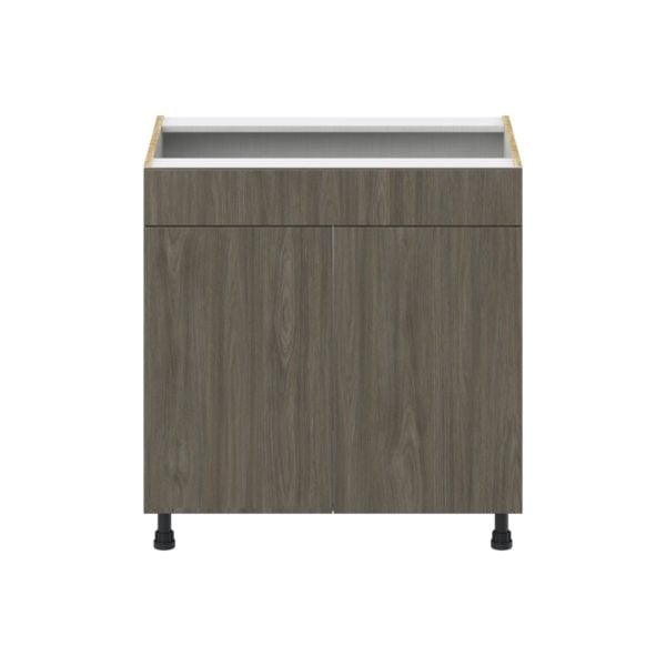 Cordyline Textured Slab Walnut Assembled Sink Base Cabinet with False Front (33 in. W X 34.5 in. H X 24 in. D)