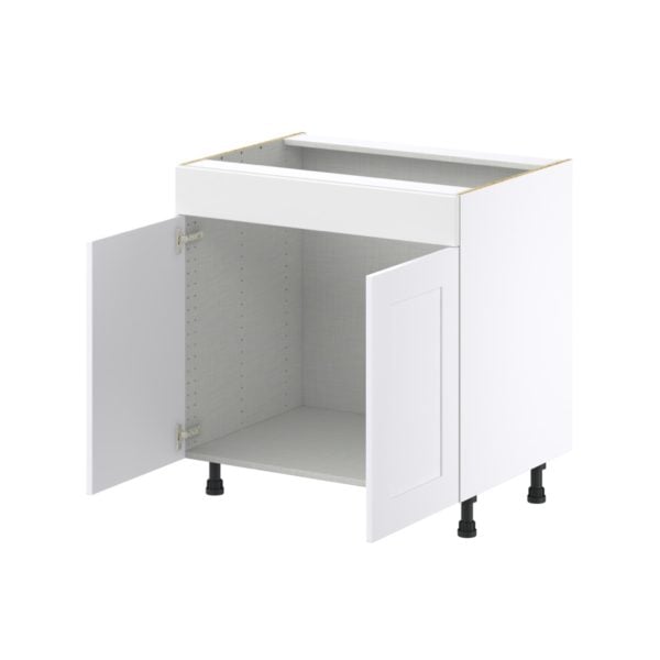 Jasmine Painted Warm White  Shaker Assembled Sink Base Cabinet with False Front (33 in. W X 34.5 in. H X 24 in. D)