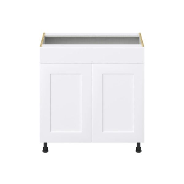 Jasmine Painted Warm White  Shaker Assembled Sink Base Cabinet with False Front (33 in. W X 34.5 in. H X 24 in. D)