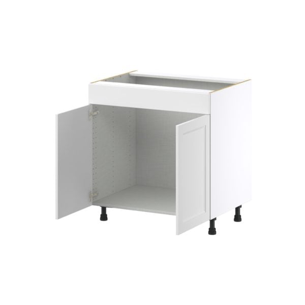 Magnolia Painted Bright White Recessed Assembled Sink Base Cabinet with False Front (33 in. W X 34.5 in. H X 24 in. D)