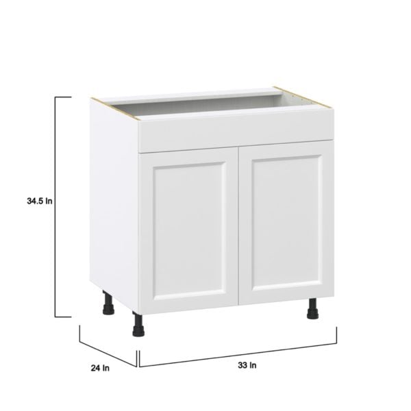 Magnolia Painted Bright White Recessed Assembled Sink Base Cabinet with False Front (33 in. W X 34.5 in. H X 24 in. D)