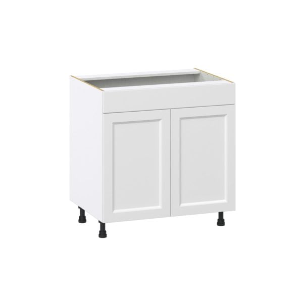 Magnolia Painted Bright White Recessed Assembled Sink Base Cabinet with False Front (33 in. W X 34.5 in. H X 24 in. D)