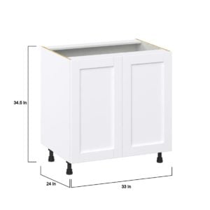 Dahlia Bright White  Shaker Assembled Sink Base Cabinet with Full High Door (33 in. W X 34.5 in. H X 24 in. D)