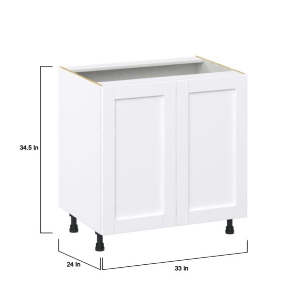 Dahlia Bright White  Shaker Assembled Sink Base Cabinet with Full High Door (33 in. W X 34.5 in. H X 24 in. D)