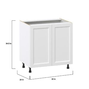 Magnolia Painted Bright White Recessed Assembled Sink Base Cabinet with Full High Door (33 in. W X 34.5 in. H X 24 in. D)