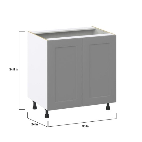 Willow Painted Slate Gray  Shaker Assembled Sink Base Cabinet with Full High Door (33 in. W X 34.5 in. H X 24 in. D)