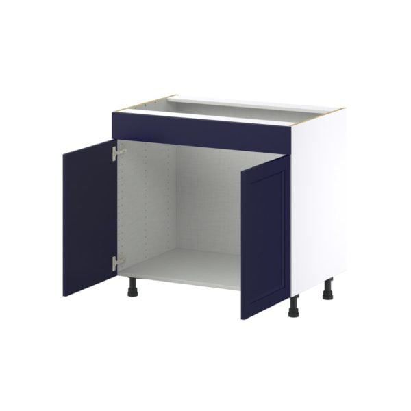 Camellia Painted Midnight Blue Recessed Assembled Sink Base Cabinet with 2 Doors and 1 False Front (36 in. W x 34.5 in. H x 24 in. D)