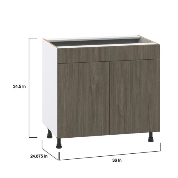 Cordyline Textured Slab Walnut Assembled Sink Base Cabinet with 2 Doors and 1 False Front (36 in. W x 34.5 in. H x 24 in. D)