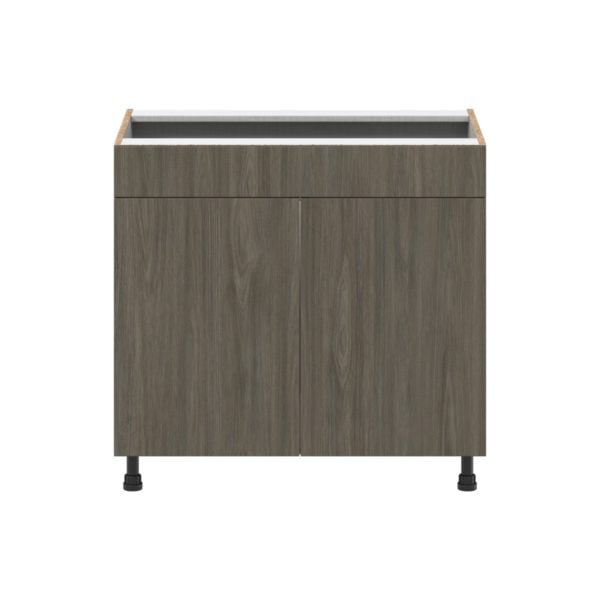 Cordyline Textured Slab Walnut Assembled Sink Base Cabinet with 2 Doors and 1 False Front (36 in. W x 34.5 in. H x 24 in. D)