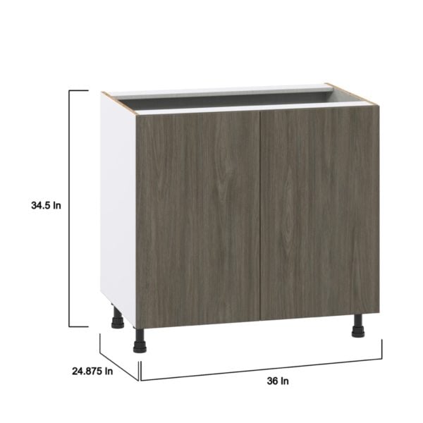 Cordyline Textured Slab Walnut Assembled Sink Base Cabinet with 2 Full High Doors (36 in. W x 34.5 in. H x 24 in. D)