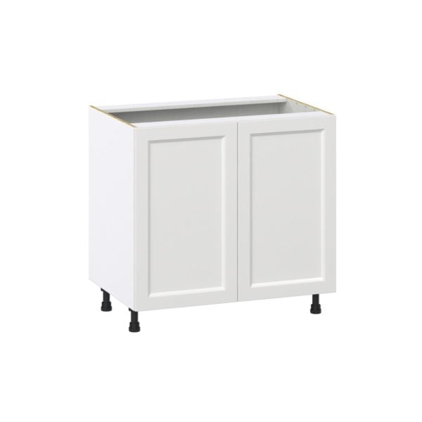 Magnolia Painted Bright White Recessed Assembled Sink Base Cabinet with 2 Full High Doors (36 in. W x 34.5 in. H x 24 in. D)