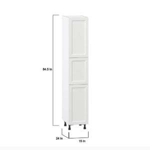 Magnolia Painted Bright White Recessed Assembled Pantry Cabinet with 2 Doors and 4 Inner Drawers (15 in. W X 84.5 in. H X 24 in. D)