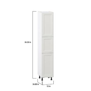 Wisteria Painted Light Gray Recessed Assembled Pantry  Cabinet with 4 Shelves (15 in. W x 84.5 in. H x 24 in. D)