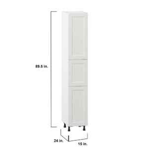 Wisteria Painted Light Gray Recessed Assembled Pantry Cabinet with 2 Doors and 3 Inner Drawers (15 in. W X 89.5 in. H X 24 in. D)