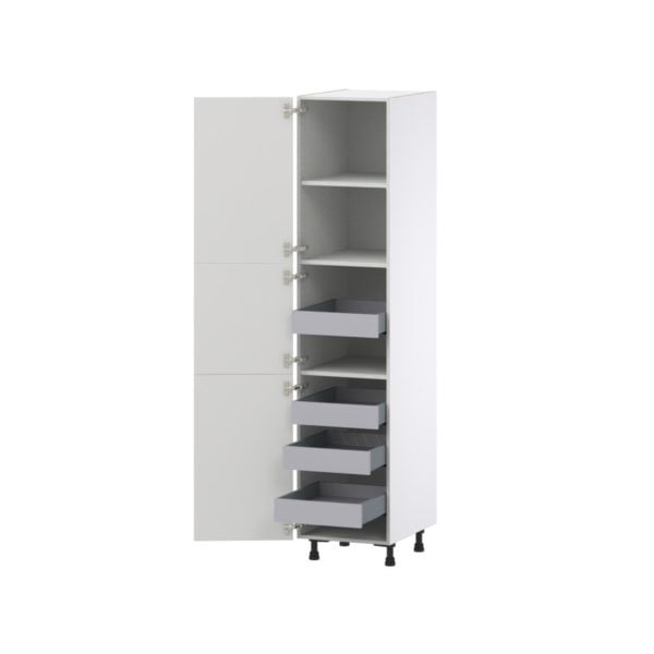 Magnolia Painted Bright White Recessed Assembled Pantry Cabinet with 2 Doors and 4 Inner Drawers (18 in. W X 84.5 in. H X 24 in. D)