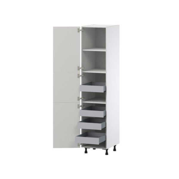 Wisteria Painted Light Gray Recessed Assembled Pantry Cabinet with 2 Doors and 4 Inner Drawers (18 in. W X 84.5 in. H X 24 in. D)