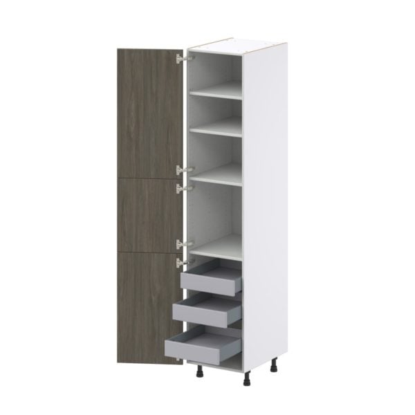 Cordyline Textured Slab Walnut Assembled Pantry Cabinet with 2 Doors and 3 Inner Drawers (18 in. W X 89.5 in. H X 24 in. D)