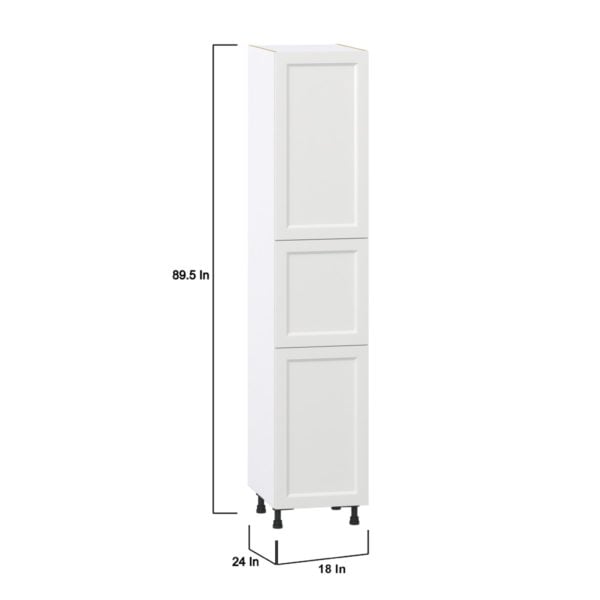 Magnolia Painted Bright White Recessed Assembled Pantry Cabinet with 2 Doors and 3 Inner Drawers (18 in. W X 89.5 in. H X 24 in. D)