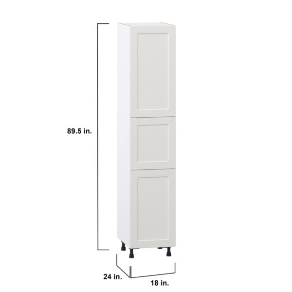 Wisteria Painted Light Gray Recessed Assembled Pantry Cabinet with 2 Doors and 3 Inner Drawers (18 in. W X 89.5 in. H X 24 in. D)