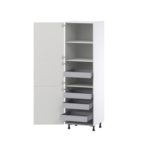 Magnolia Painted Bright White Recessed Assembled Pantry Cabinet with 2 Doors and 4 Inner Drawers (24 in. W X 84.5 in. H X 24 in. D)