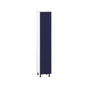 Camellia Painted Midnight Blue Recessed Assembled Pantry Cabinet 2 Doors with 2 Drawers and 2 Inner Drawers (15 in. W X 84.5 in. H X 24 in. D)