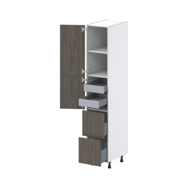 Cordyline Textured Slab Walnut Assembled Pantry Cabinet 2 Doors with 2 Drawers and 2 Inner Drawers (15 in. W X 84.5 in. H X 24 in. D)