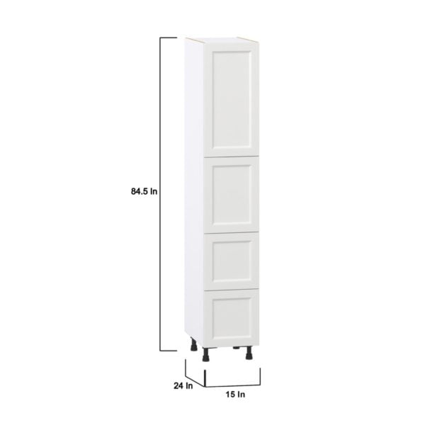 Magnolia Painted Bright White Recessed Assembled Pantry Cabinet 2 Doors with 2 Drawers and 2 Inner Drawers (15 in. W X 84.5 in. H X 24 in. D)