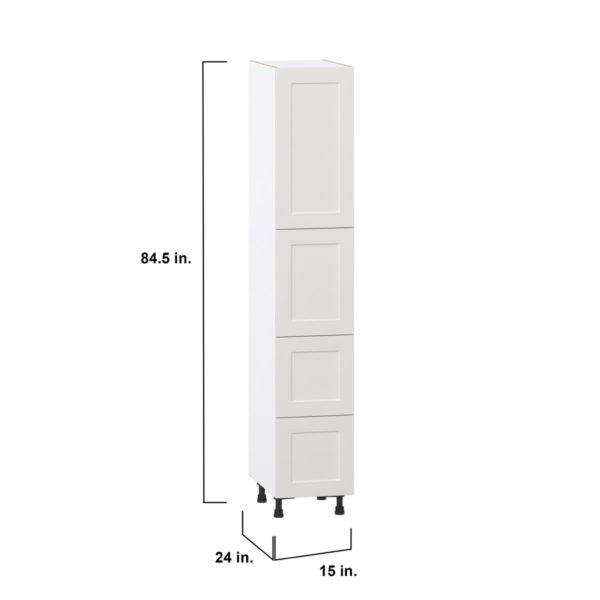 Wisteria Painted Light Gray Recessed Assembled Pantry Cabinet 2 Doors with 2 Drawers and 2 Inner Drawers (15 in. W X 84.5 in. H X 24 in. D)