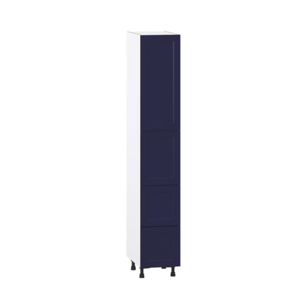 Camellia Painted Midnight Blue Recessed Assembled Pantry Cabinet 2 Doors with 2 Drawers and 2 Inner Drawers (15 in. W X 89.5 in. H X 24 in. D)