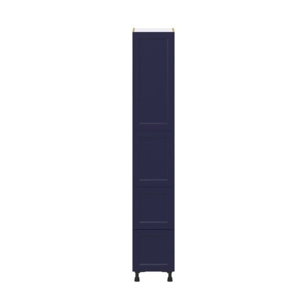 Camellia Painted Midnight Blue Recessed Assembled Pantry Cabinet 2 Doors with 2 Drawers and 2 Inner Drawers (15 in. W X 89.5 in. H X 24 in. D)