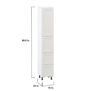 Wisteria Painted Light Gray Recessed Assembled Pantry Cabinet 2 Doors with 2 Drawers and 2 Inner Drawers (15 in. W X 89.5 in. H X 24 in. D)