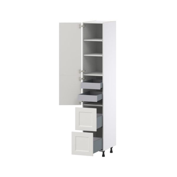 Wisteria Painted Light Gray Recessed Assembled Pantry Cabinet 2 Doors with 2 Drawers and 2 Inner Drawers (15 in. W X 89.5 in. H X 24 in. D)