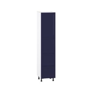 Camellia Painted Midnight Blue Recessed Assembled Pantry Cabinet 2 Doors with 2 Drawers and 2 Inner Drawers (18 in. W X 84.5 in. H X 24 in. D)