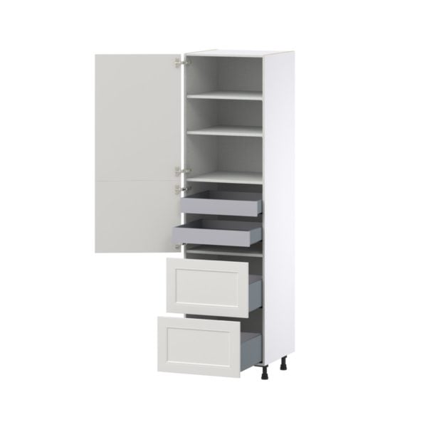 Wisteria Painted Light Gray Recessed Assembled Pantry Cabinet 1 Doors with 2 Drawers and 2 Inner Drawers (24 in. W X 89.5 in. H X 24 in. D)